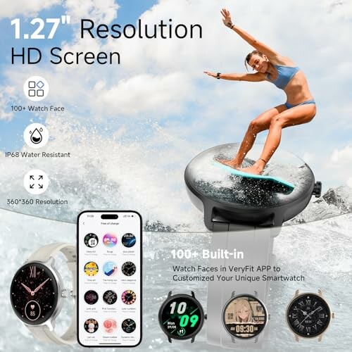Smart Watch for Women Men 1.27" HD Fitness Tracker